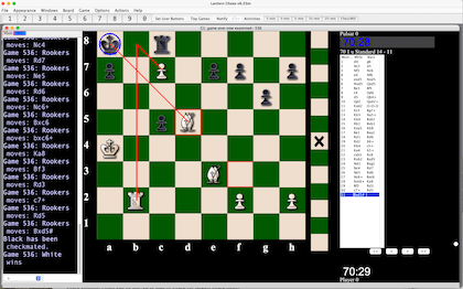 chess board with dark themed colors and circles and arrows drawn on board in examine mode.
