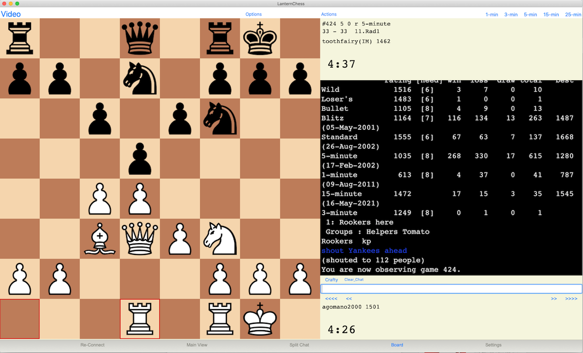 Lantern Chess - ICC Online on Mac Chess Board