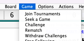 game menu with tournaments menu item